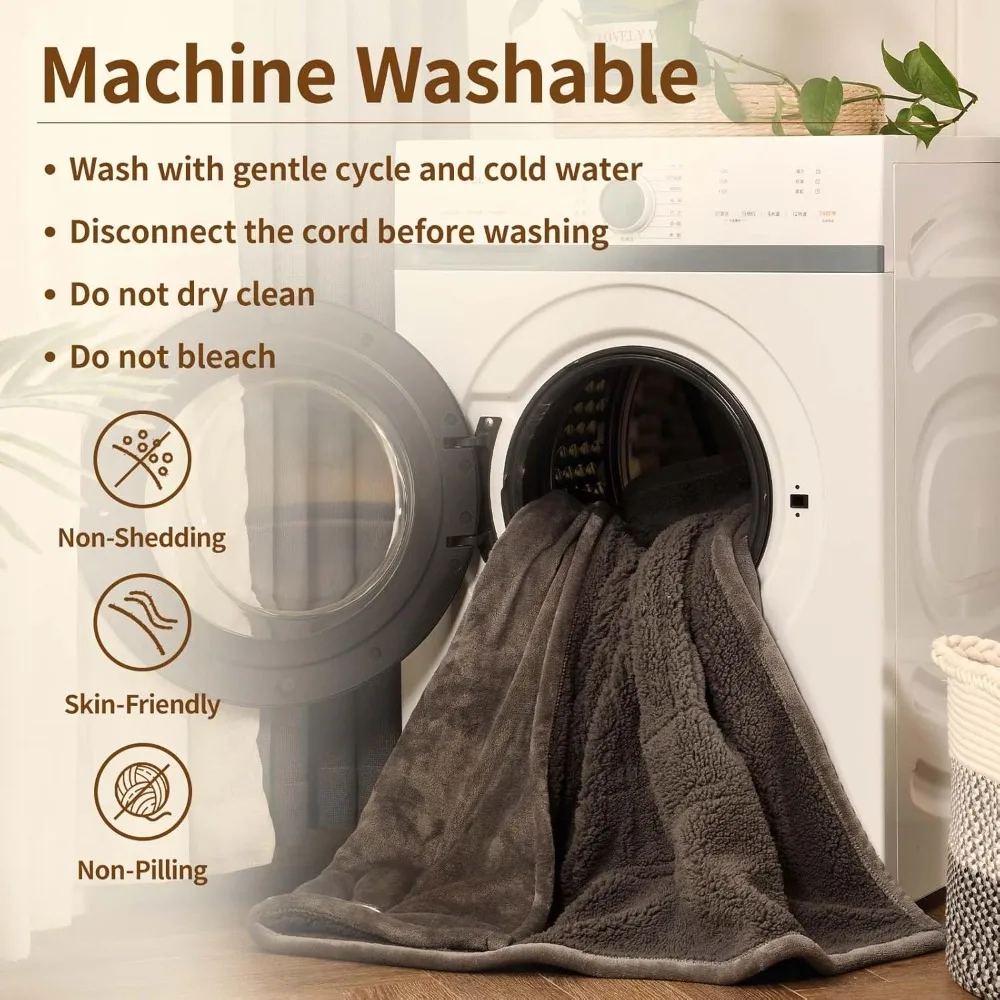 بطانية تسخين مقاس كينج 100 × 90 بطانية كهربائية مرجحة تحكم مزدوجة، مخملية/شيربا 10 مستويات تسخين و1-12 ساعة Aut #5