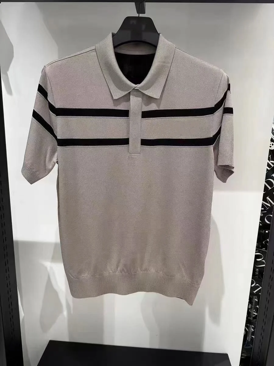 

Лето 202, мужская одежда для гольфа, холодный вязаный топ с короткими рукавами и откидным воротником, повседневная рубашка-поло Golt