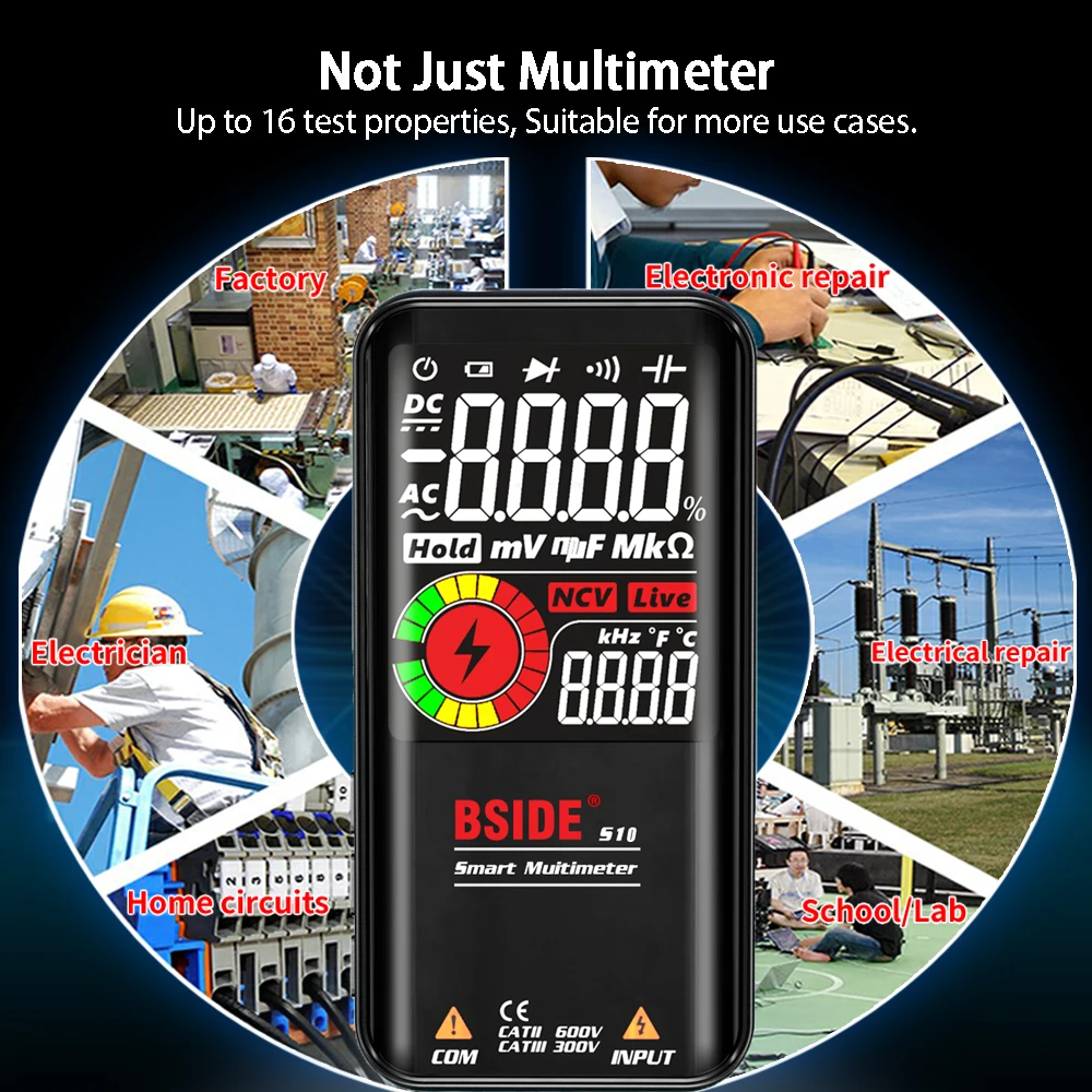 BSIDE Professionelles Digitales Multimeter Smart 9999 EMF Multitester DC AC Spannung Kondensator Ohm Diode Live Elektrischer Tester USB-Ladefunktion – Detail 5