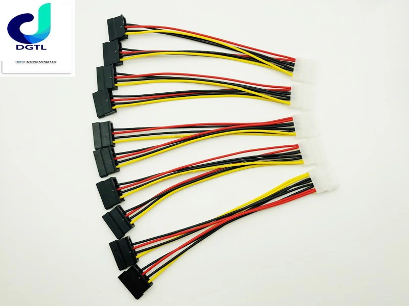 

5PCS SATA Power Cable Splitter Molex 4pin Male to Serial ATA 15pin x 2 Female Y Hard Drive Cables 20CM for Bitcoin Miner Mining