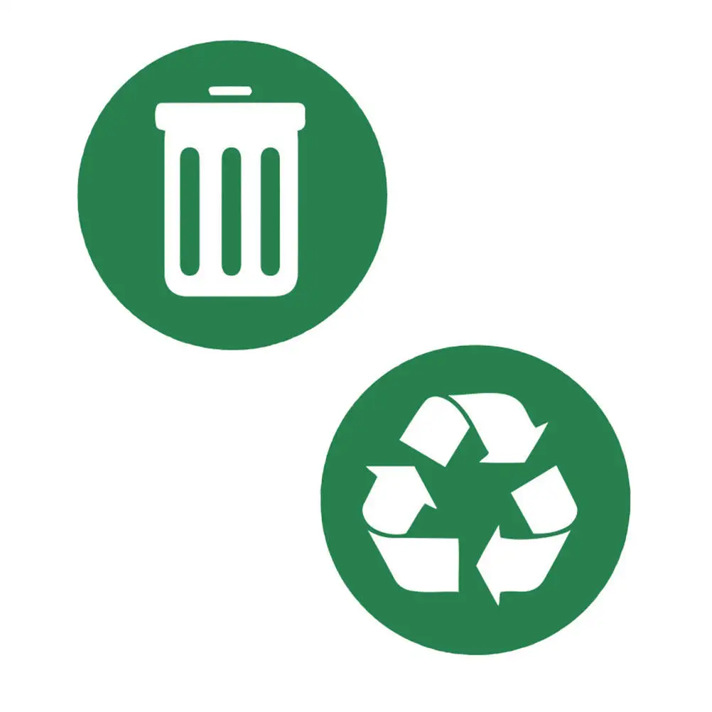 

2Pcs Eco Friendly PVC Trash Can Recycling Sticker Set Simple Design Waterproof Removable Garbage Classification Label for Waste