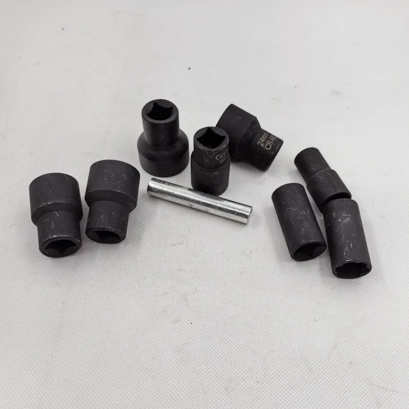 

Набор из 9 предметов: двусторонние торцевые ключи для шин, экстрактор гаек, инструмент для удаления поврежденных винтов, набор для снятия колесных гаек