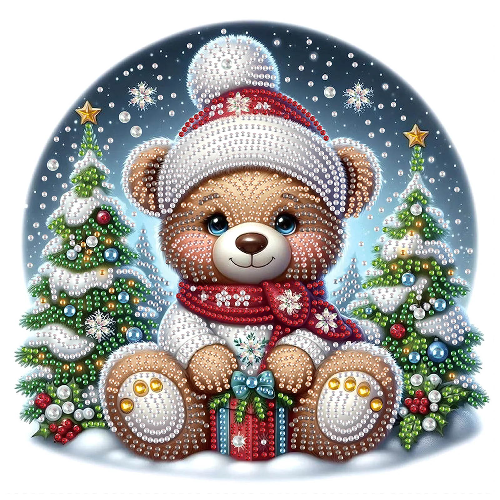 مجموعة طلاء الماس للبالغين، الدب عيد الميلاد شكل خاص فن الماس للمبتدئين، لوحة ماسية كهدية تزيين المنزل #1