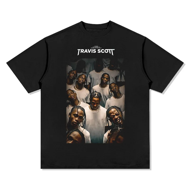 

Travis Scot Cotton Trend T Shirts for Men Black People Street Rap Summer Mens Short Sleeve Hip HOP T Shirt High Quality Tops