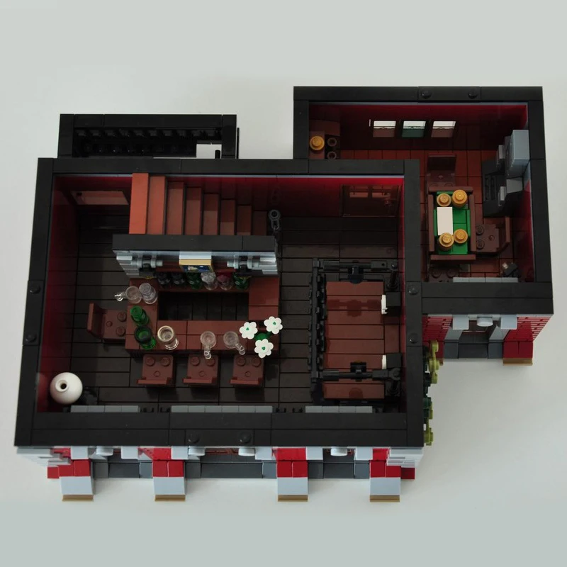ตัวต่อ 3761 ชิ้น ร้านพิซซ่าแบบโมดูลาร์ MOC ตัวต่อแบบปรับแต่งได้ โมเดลตัวต่อสร้างสรรค์ ของเล่น DIY ของขวัญวันเกิด