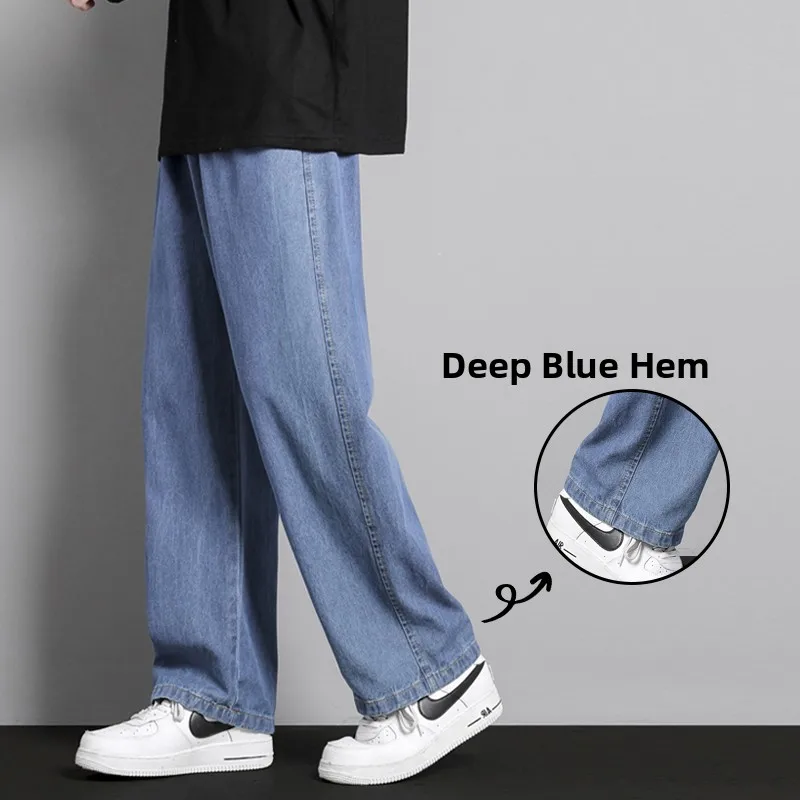 

Loose Straight Leg Jeans Men's Casual Spring Autumn Sle Simple Design High Waist Denim Pants Youth Faion Comfortable Fit