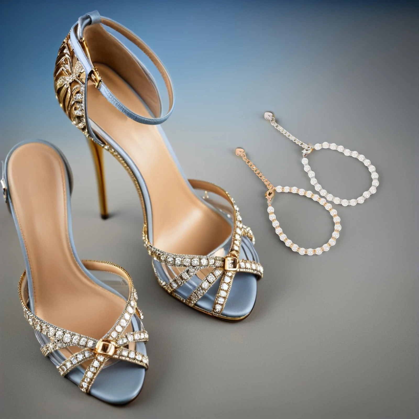 

2Pairs Faux Pearl Shoe Straps Anti Loose High Heel Holders Detachable Ankle Straps Decorative Heel Back Bands for Pumps Sandals