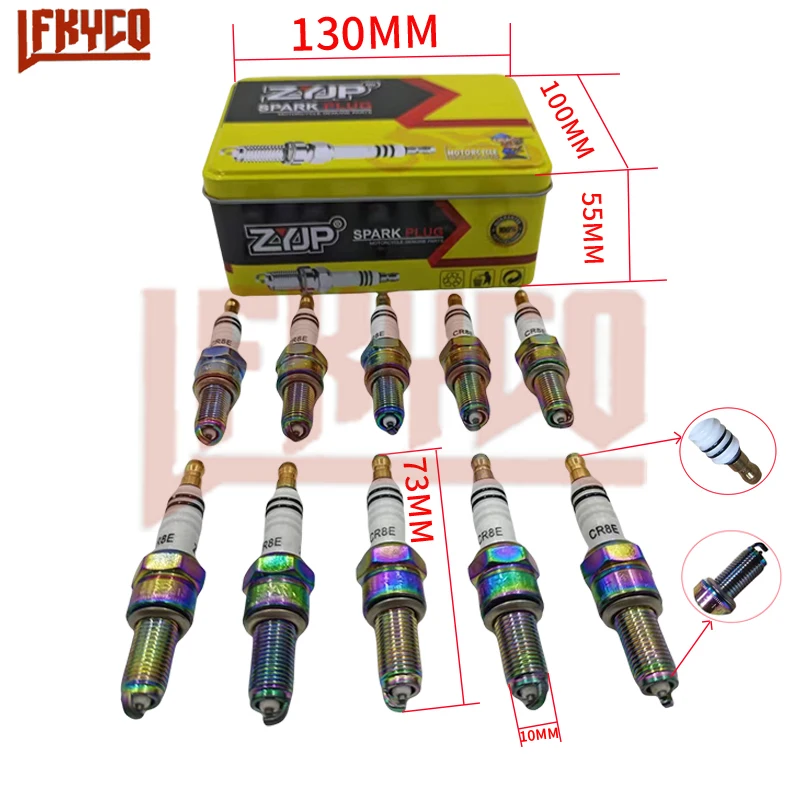 10PCS Spark Plugs Motorcycle CR8E Engine Spark Plug For CR8EB/CR8EK/CR8EVX/CR8EIX/CR9E/B8RTC Motorbike Accesories