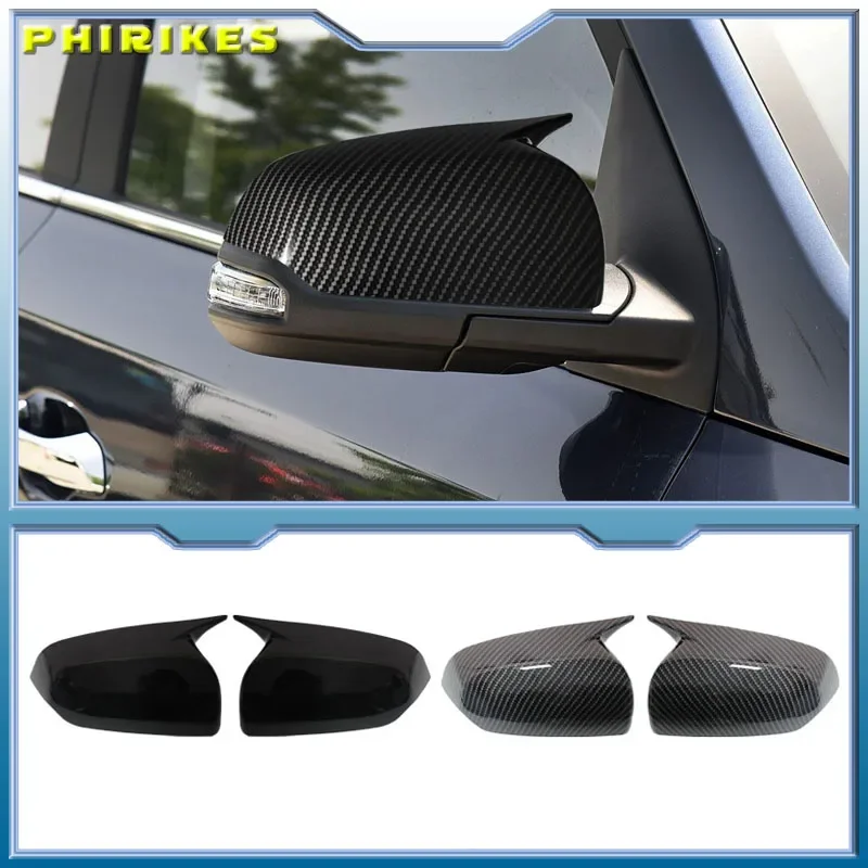 

For Hyundai IX35 2018-2023 Car Sticker Rearview Side Mirror Cover Wing Cap Exterior Door Rear View Case Trim Carbon Fiber Look