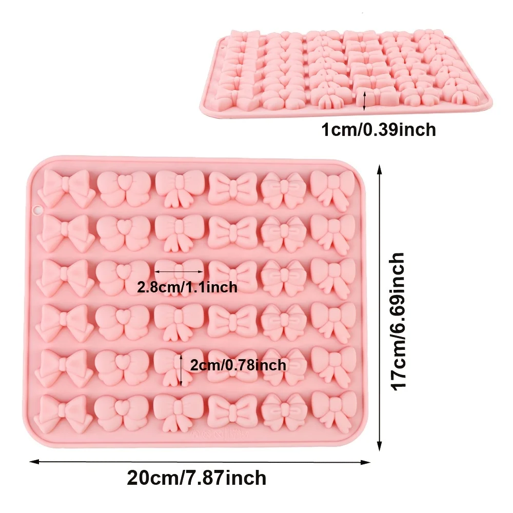 1 Cute Silicone Candy Mold with Different Bow Shapes, Chocolate Mold, Jelly Pudding Ice Cube Mold, Baking Gadgets, Cake Decorating Tools - view 2