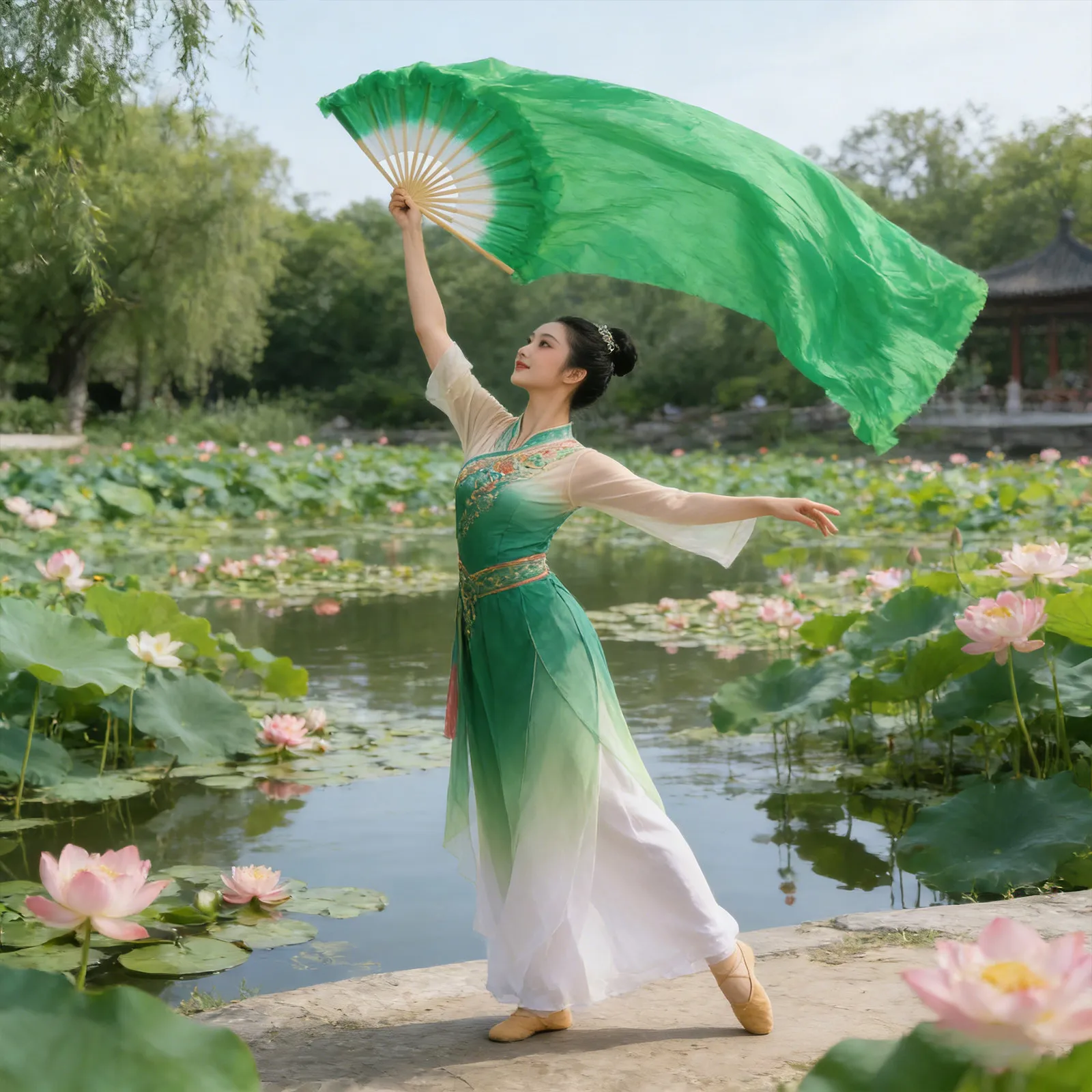 

Gradient Color Belly Dance Fan Long Folding Silk Fan for Women Flexible Premium Bone Easy Fold Unfold for School Events