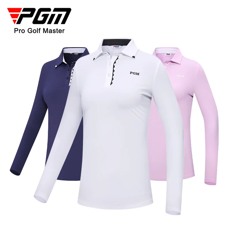 

PGM Golf Women's Long Sleeve Golf Wear for Woman T Shirts High Elastic Soft Print Neckline Comfortable Golf Wear 2024 YF537