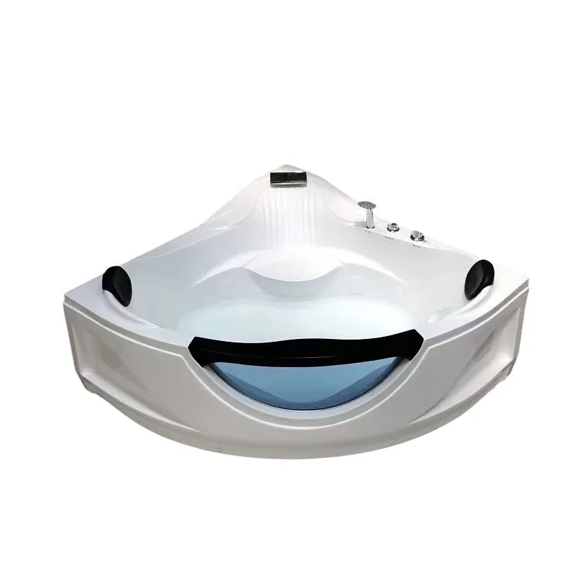 

Треугольная веерообразная двойная современная акриловая угловая ванна 1,35-1,5 м с термостатическим подогревом и массажем