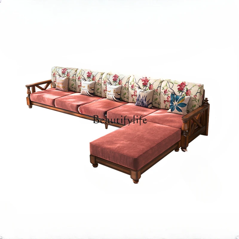 

Диван из массива дерева, ткань, мебель в стиле ретро для небольшой квартиры, гостиной