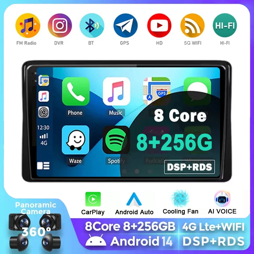 Android14 Car Radio For Renault Duster HM 2 II 2019 - 2021 Arkana 1 I 2019 - 2021 Navigation GPS Multimedia Player stereo BT DSP