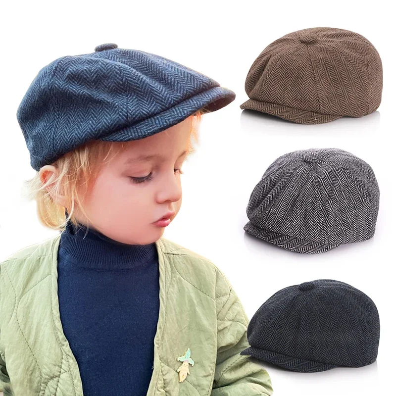 Kids Hat For Girl And Baby Boy Children Beret Caps Octagonal Clothes For Newborn Photography Props Child Hat  Baby Girl Hat