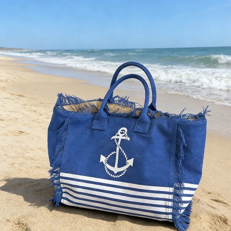 

Холщовые сумки-тоут с кисточками и принтом, 2026, высококачественные новые дорожные сумки-тоут, простые универсальные женские сумки на плечо для отпуска