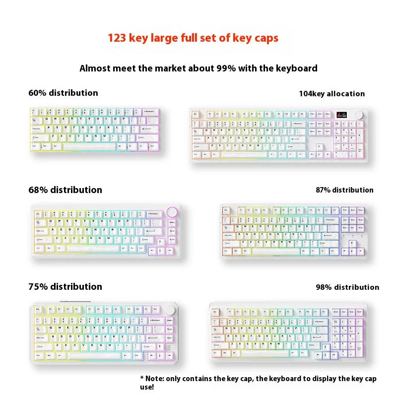 Dareu Ceramic Keycap 123key Mechanical Keyboard Smooth Surface Cherry Character Wear-Resistant Custom Gaming Keyboard Accessory