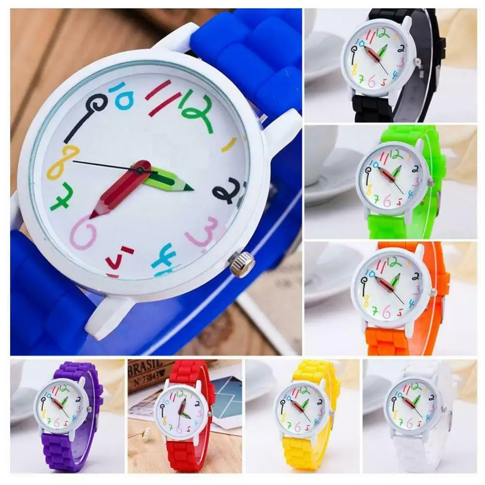 Creative Children Kids Watch Round Dial Silicone Strap Analog Quartz Wrist Watch Gift