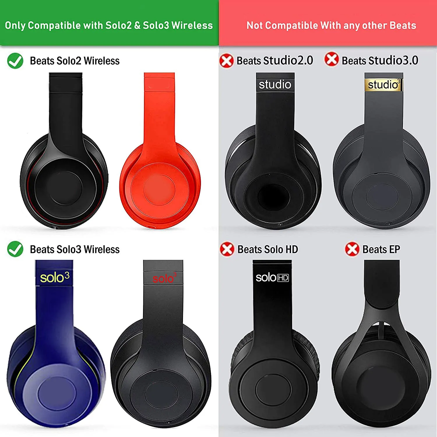 رغوة الأذن وسادة غطاء الوسادة ل يدق سولو ، سماعات ، 2 قطع ، 2.0 ، 3.0