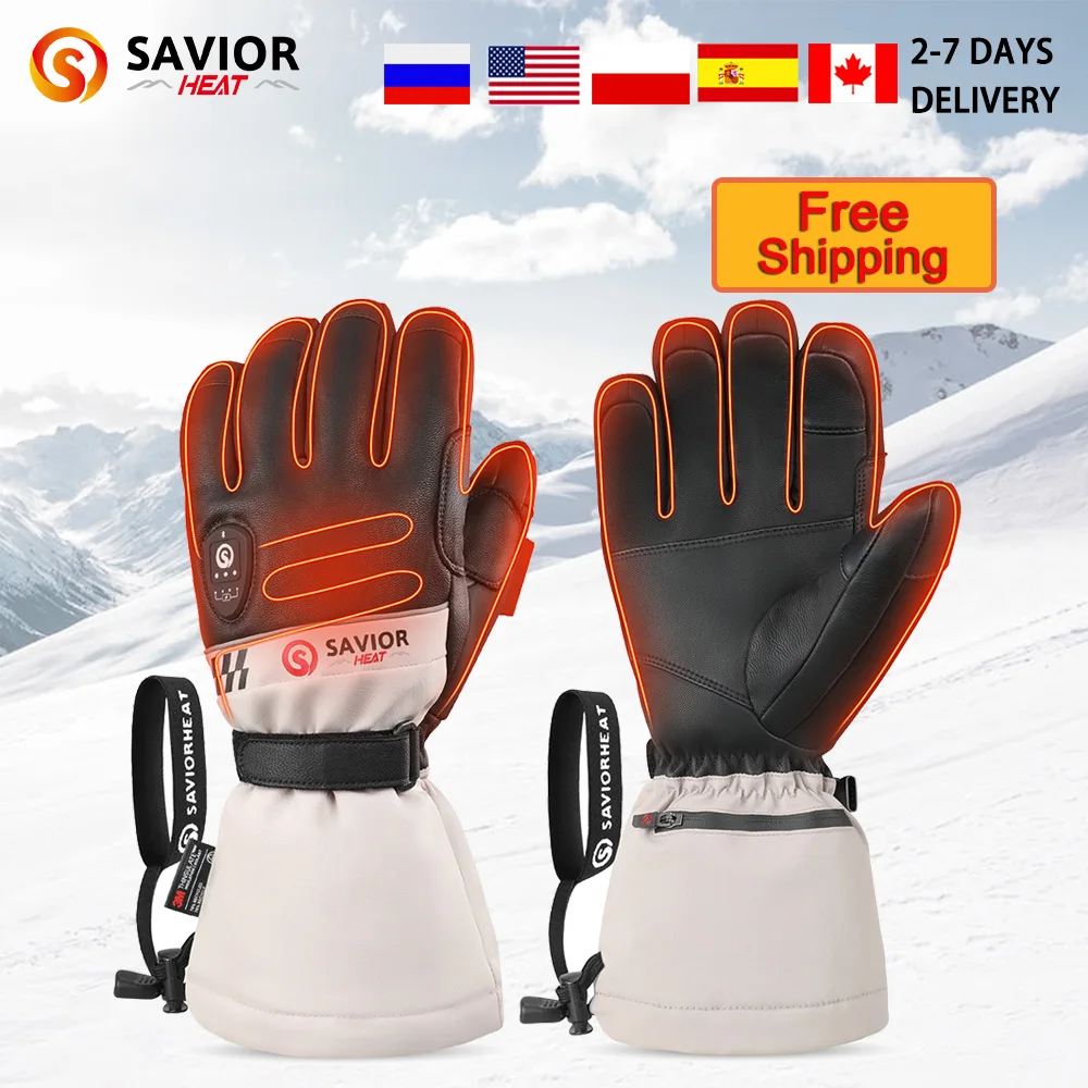 Savior Heated Brand Winter Gloves Men Women Ski Heating Rechargeable Batteries With Charger Wam For Outdoors Skating Bluetooth