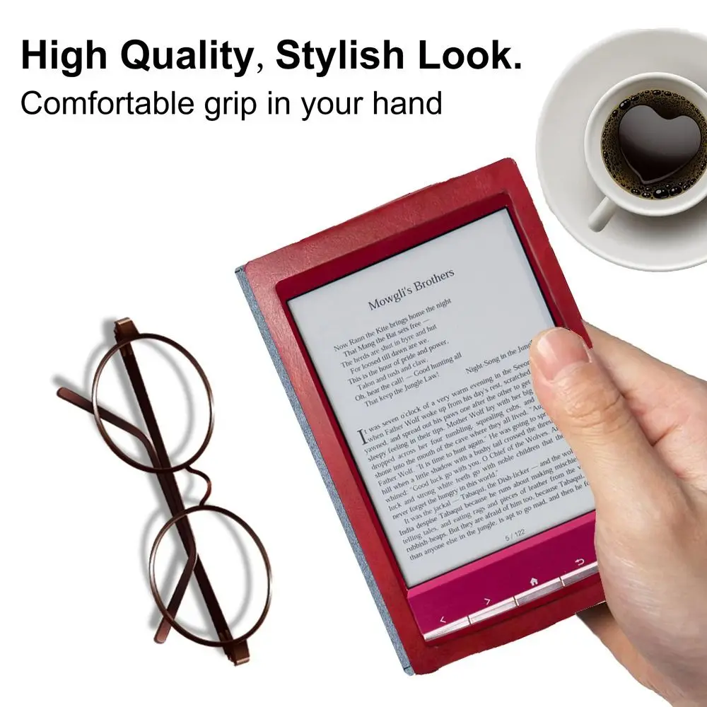 Magnetic E-Reader Case Premium Leather Anti-fall Back Cover Shockproof Soft Protective Shell for Sony PRS T2