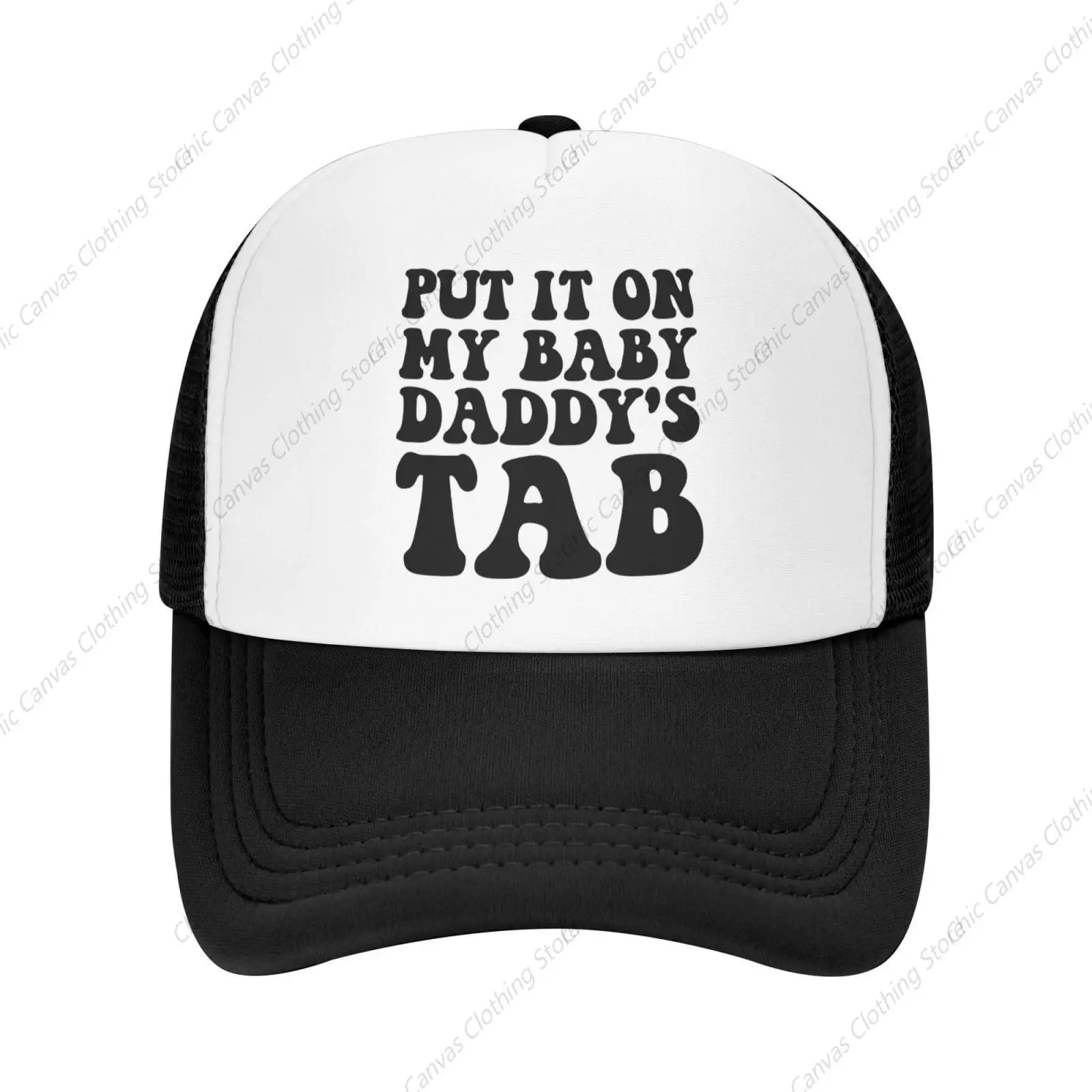 Put It On My Baby Daddy's Tab Hat Father's Day Valentine's Day Husband Wife Mesh Hat Trucker Hat Dad Baseball Cap Adjustable Hat