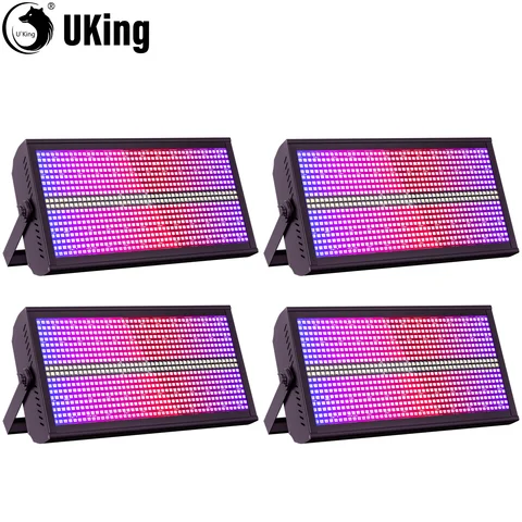 U'King 4Pcs 200W LED RGBW 48+8-Segment Strobe Lights DMX512 Wash Stage Light Uplight DJ Lights For Party Disco Wedding Bar KTV