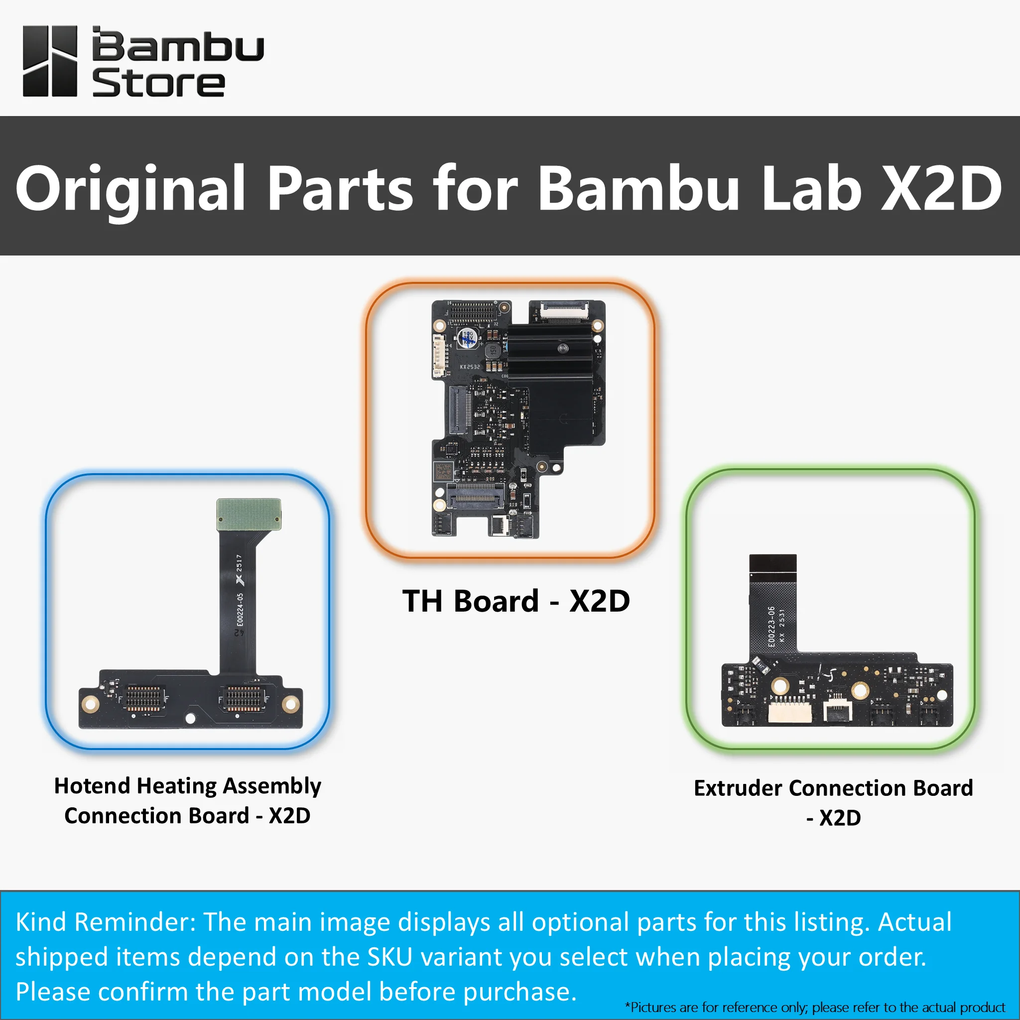 Original for Bambu Lab X2D TH Board, Extruder Connection Board, Hotend Heating Assembly Interface Board Set for 3D Printer Parts