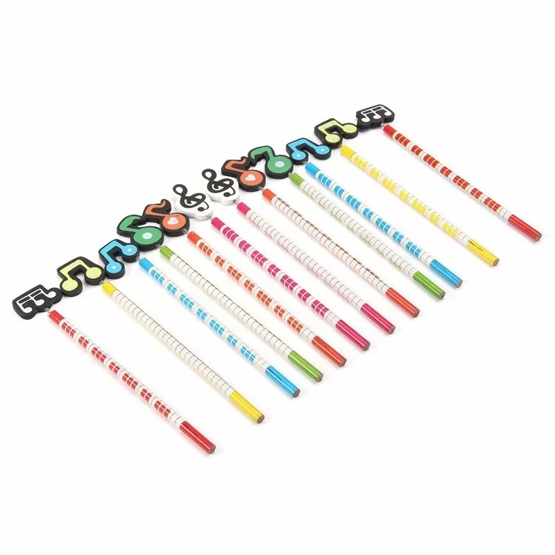 1/5pcs/lot Cute Pencils Musical Note Cartoon Standard Wooden Pencils Stationery for Kids Office School Supplies Pattern Randomly