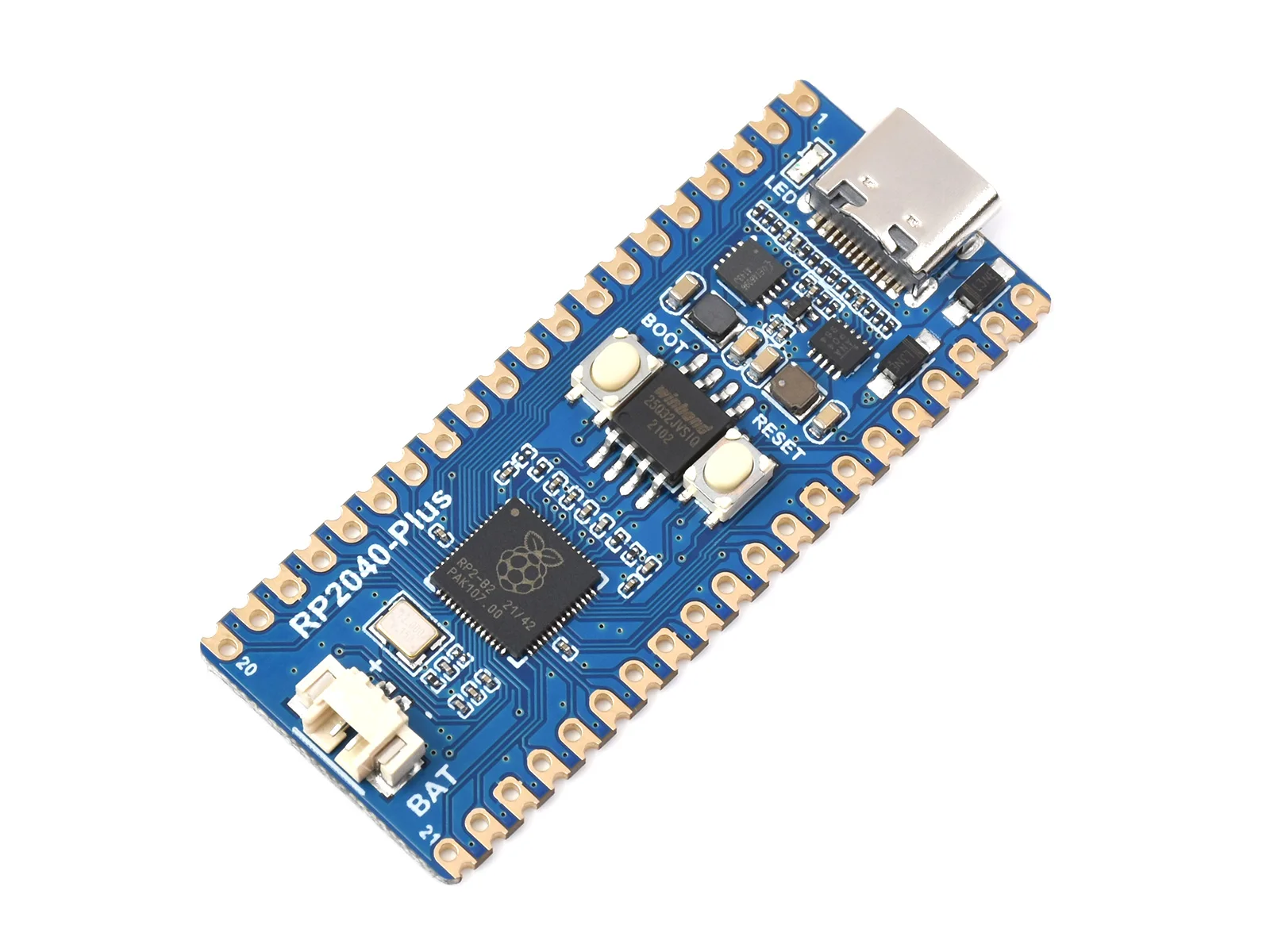 

Waveshare RP2040-Plus, A Low-Cost, High-Performance Pico-Like MCU Board Based On Raspberry Pi Microcontroller RP2040, Plus ver