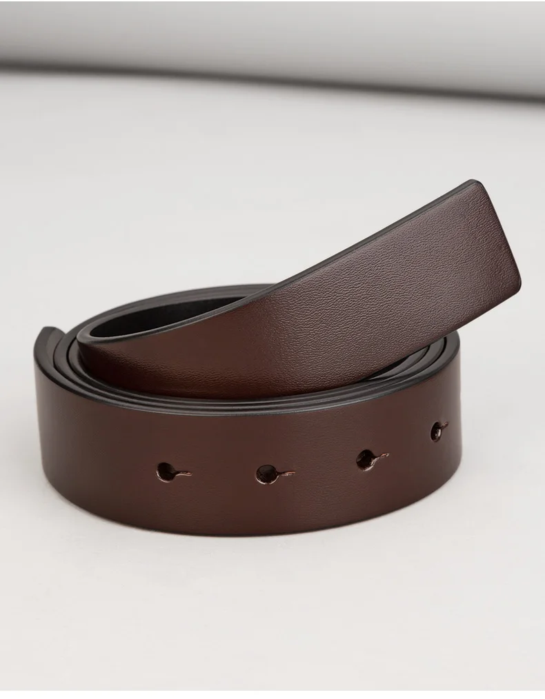 Pure Cowhide Belt Strap 3.4CM Round Hole Belt No Buckle Genuine Leather Belts High Quality Without Buckle Belt Men Women