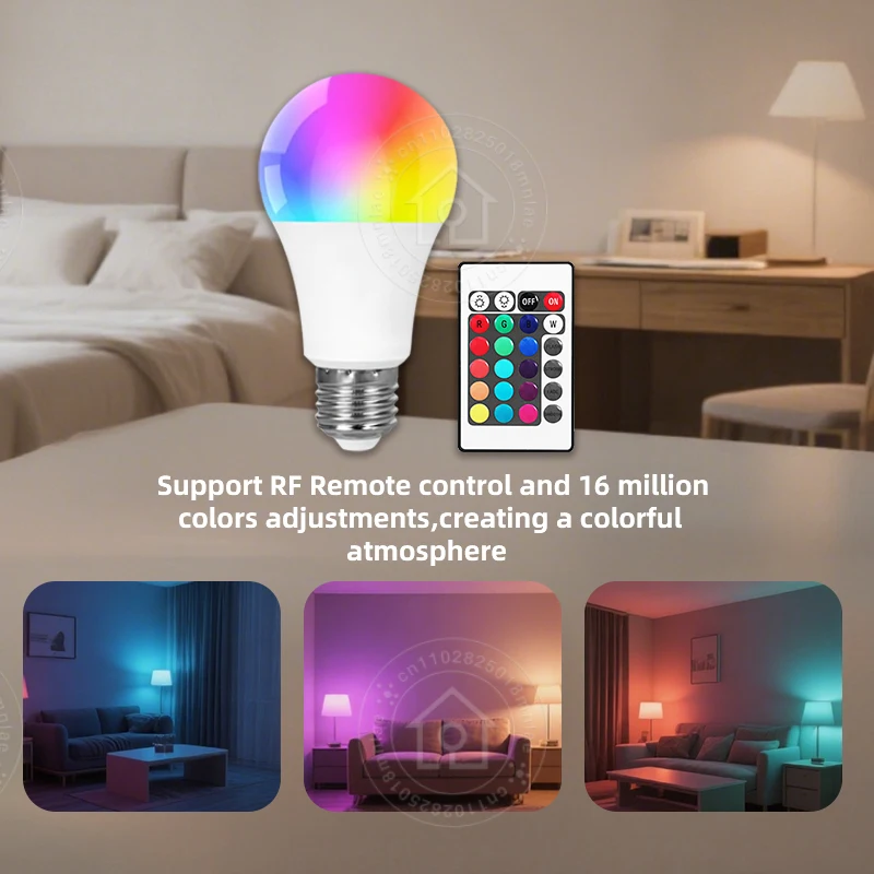24 مفتاح التحكم عن بعد الذكية مصباح مصباح لتهيئة الجو 16 ألوان RGB لمبة LED متعدد الألوان لمبة E27 220 فولت الإضاءة المنزلية عكس الضوء
