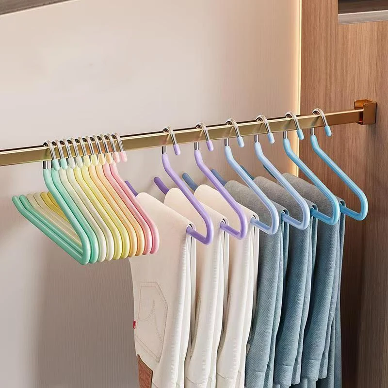 

5/10pcs Colorful Non-slip Hangers PVC Pants Hanger Wardrobe Organizer Clothes Anti-Slip Telescopic Z-Type Pants Hangers