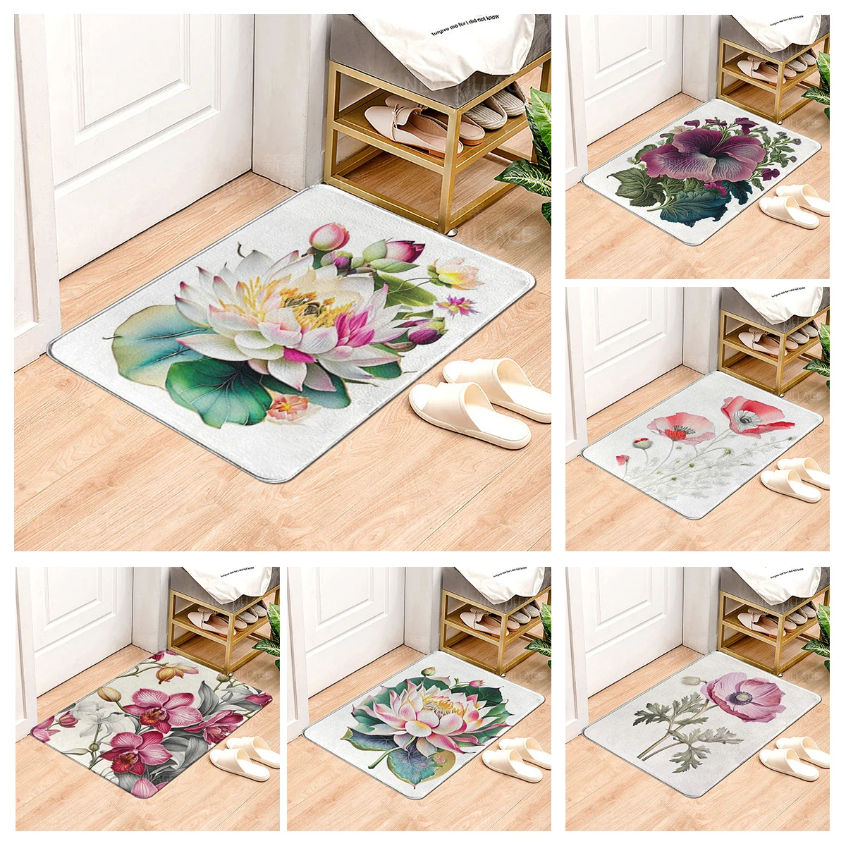 House entrance carpet Home door mat Modern Nordic style Room Bath Foot bathroom non-slip Kitchen water rugs Abstract plant