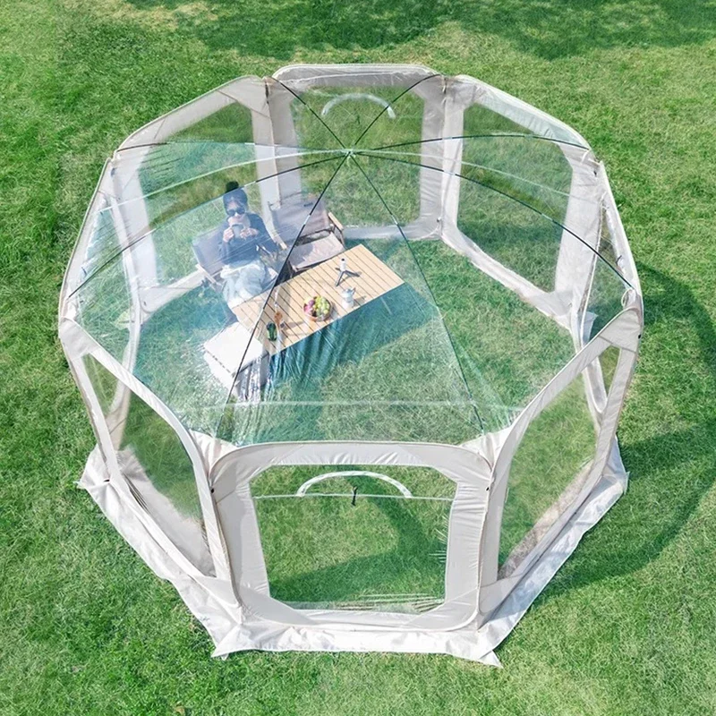 Nueva tienda de campaña con forma de estrella, casa de burbujas transparente, sala de sol para 4-10 personas, patio de PVC, cobertizo para restaurante, suministros para acampar al aire libre