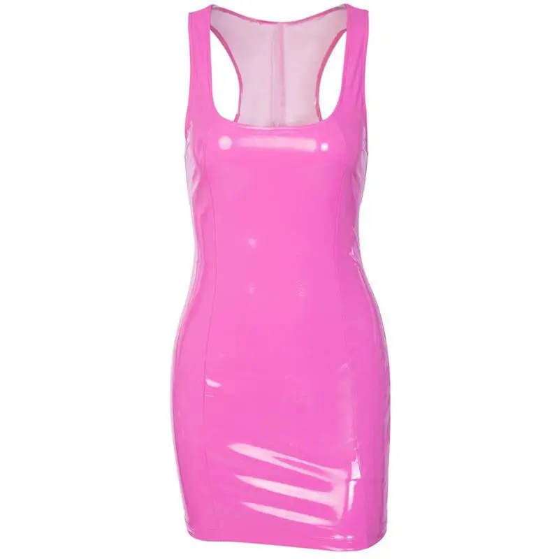 Pink Sparkly Dress Bodycon Sleeveless Tank Dress Neckline Wrap Bodycon Backless Corset Dress For Dating Nightclub