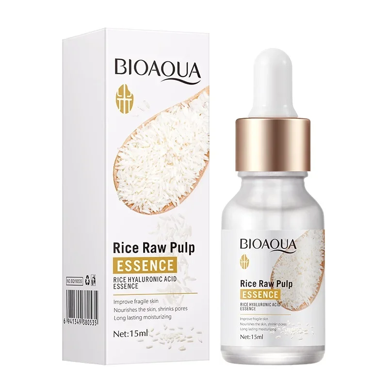 BIOAQUA جوهر الأرز حمض الهيالورونيك جوهر الوجه مغذي ترطيب تبييض المضادة للتجاعيد مصل العناية ببشرة الوجه