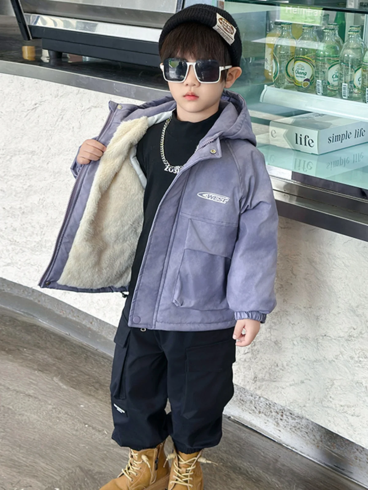 

Утепленная флисовая парка для мальчиков: зимнее пальто, повседневное, теплое, с капюшоном, на молнии, Cleanfit Sle