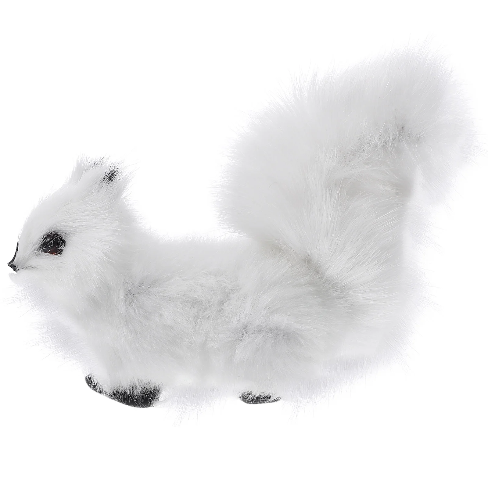 Mini Plush Animals Squirrel Pendant Small Statue Accessories Figurines White Adorable