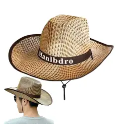 Cappello di paglia da uomo cappelli di paglia da sole da Cowboy protezione UV per esterni berretto da sole cappello da Cowboy estivo occidentale per viaggi di giardinaggio escursionismo