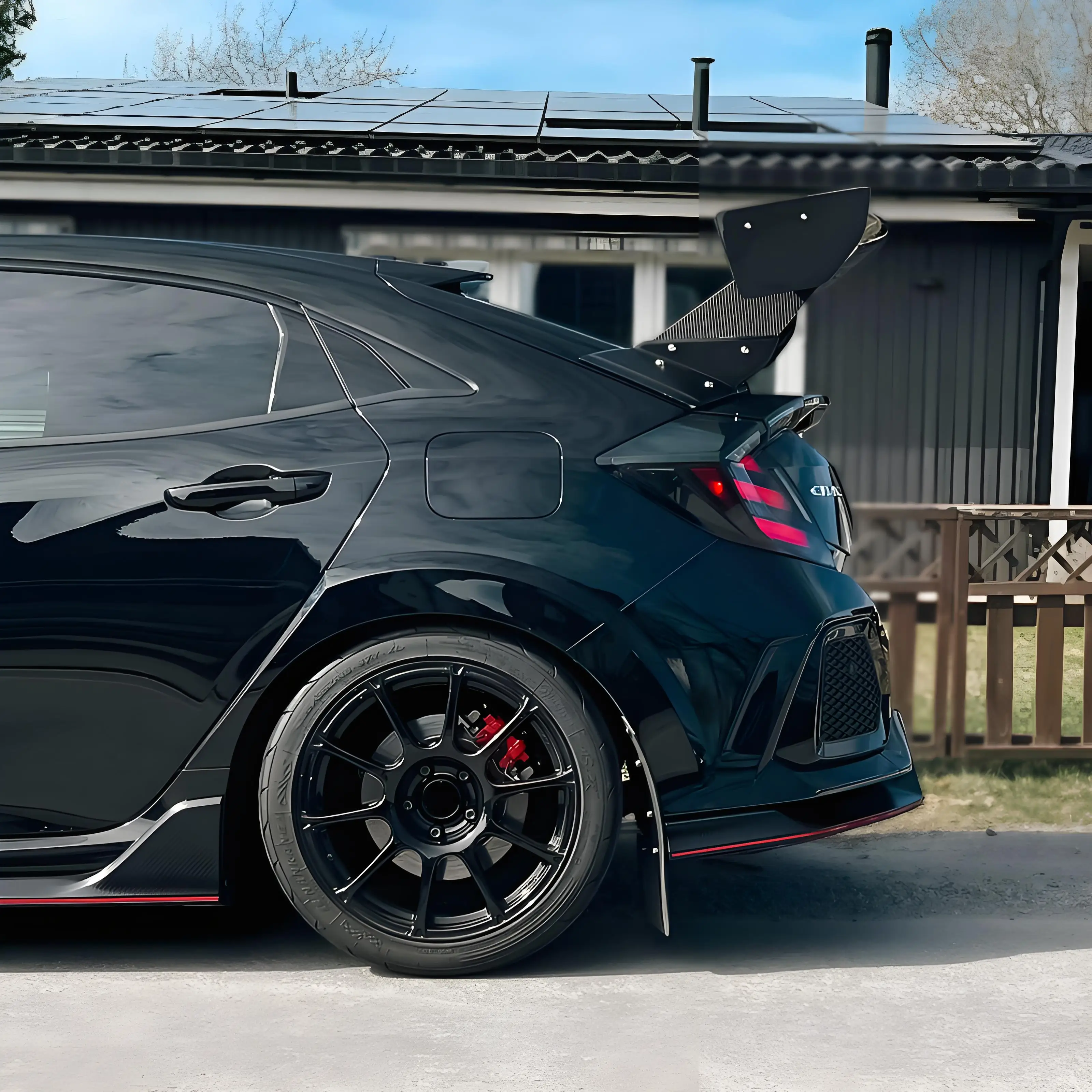 سبويلر Civic Type R FK8 VRSAR2 GT (2017 فصاعدًا) مع أرجل من ألياف الكربون الجافة لمظهر فائق والديناميكا الهوائية