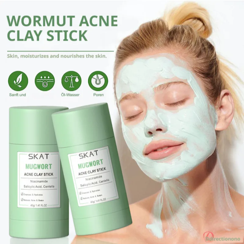 Mascarilla Facial de té verde, 1 piezas, palo de película de barro para limpieza profunda, hidratante, reducción de poros, brillo sólido