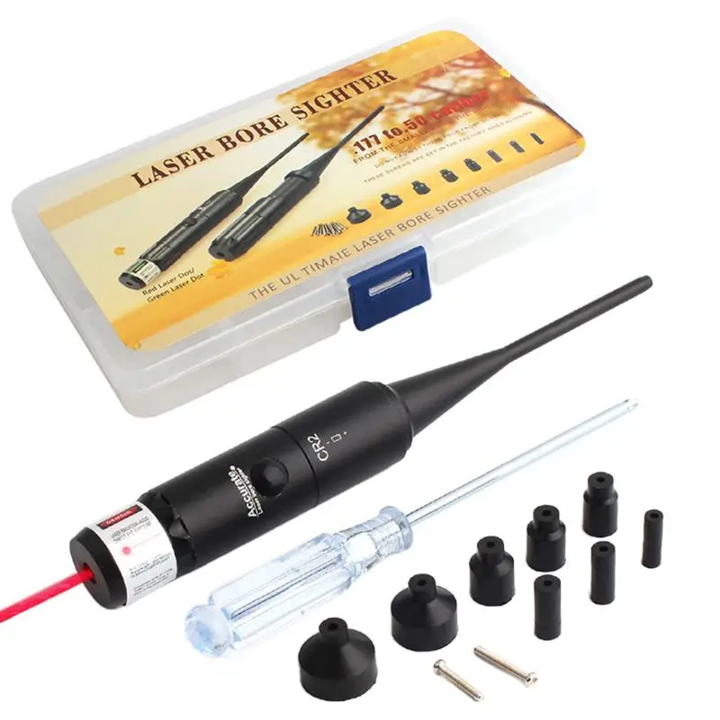 Bore Sight Kit for All .177 to .50 Caliber Handgun Rifle Red Green Dot Laser Bore Sighter Collimator with On Off Switch