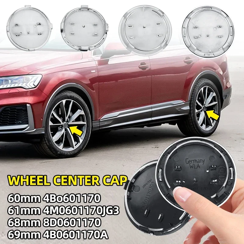 

4pcs 60mm 61mm 69mm Car Styling Wheel Center Cap Hub Covers Badge 4B0601170 For Audi A3 A4 A5 A6 A7 A8 S4 S6 Car Accessories