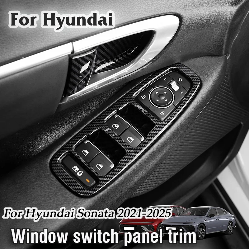 

Для Hyundai Sonata 2021 2022 2023 2024 2025 панель переключателя окна автомобиля отделка стеклянная панель подъемника декоративная рамка наклейка