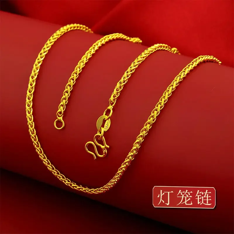 100% Real Copper 18K Gold Plated Necklace Does Not Fade Permanent Solid Clavicle Chain Luxury All-match Chain Gifts Girlfriend