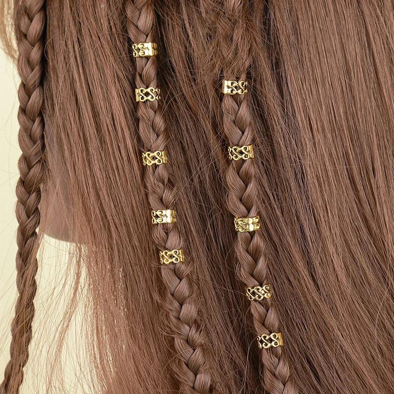 

5/10pcs Gold Dreadlock Retro Beads Hair Braid Dread Clips African Braids Cuff Rings Jewelry Decor Dreadlock Clasps Accessories