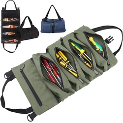 Tool Roll Bag - Easy to Carry 5-Pocket Roll Up Tool Bag - Durable Canvas, Rust-Proof YKK Zippers, Secure Buckle - A Loving Gift