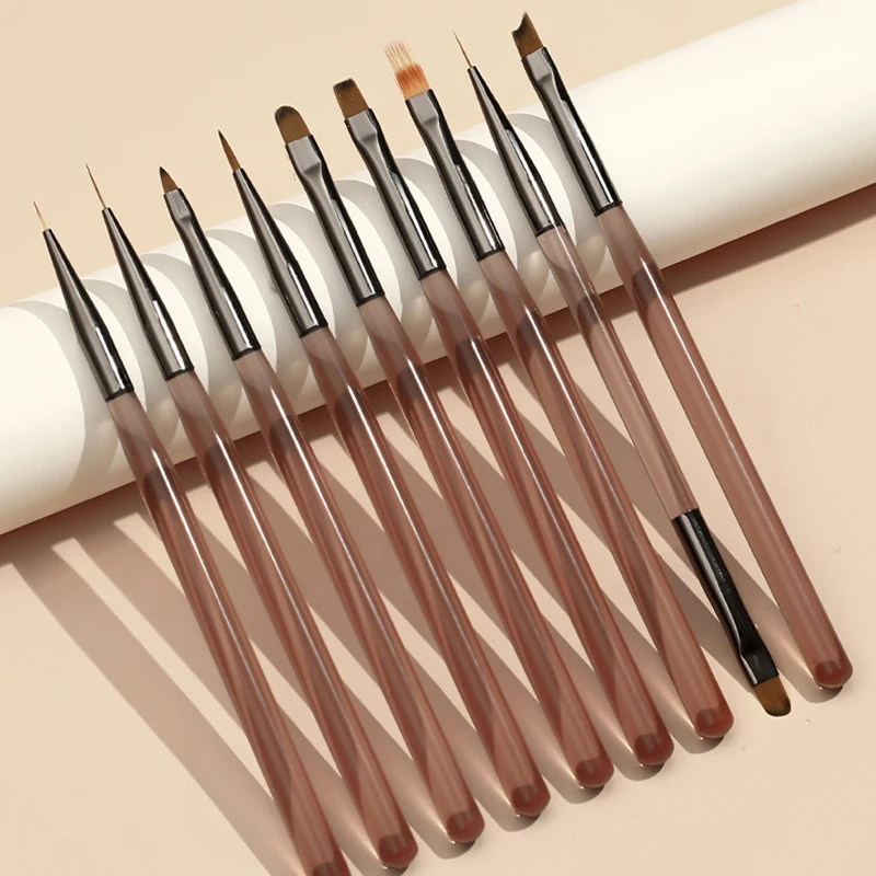 9Pcs Pędzel do paznokci Liner Painting Pen Manicure Akrylowy pędzel do rysowania do zdobienia paznokci UV Gel Nails Tip Display DIY Tool